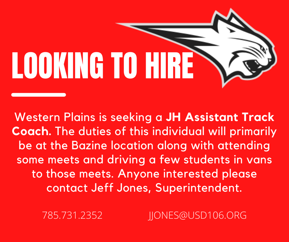 Western plains is seeking JH Assistant Track coach