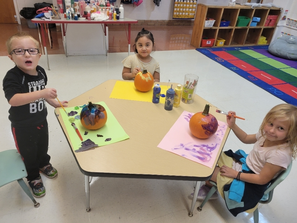 WPS Preschool and K/1 decorated pumpkins for the bank.