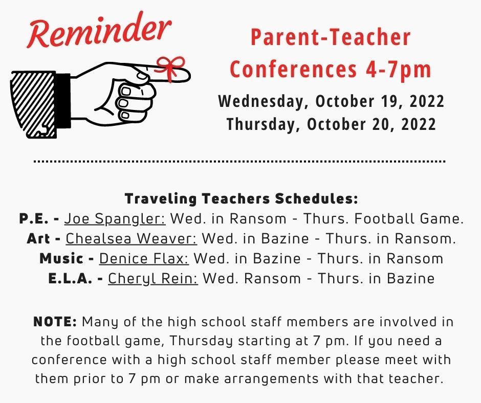Reminder- Parent Teacher Conferences