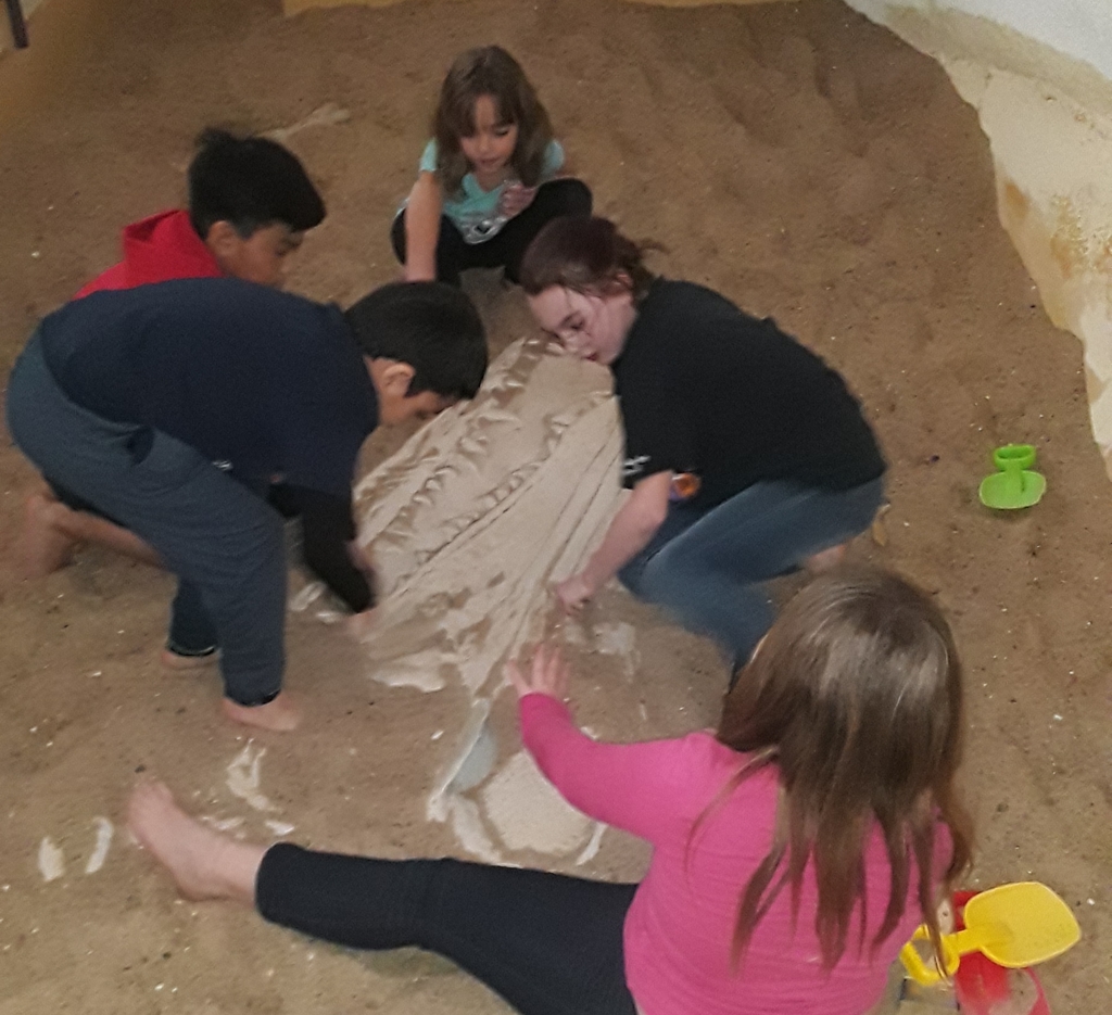 Students dig for "fossils"